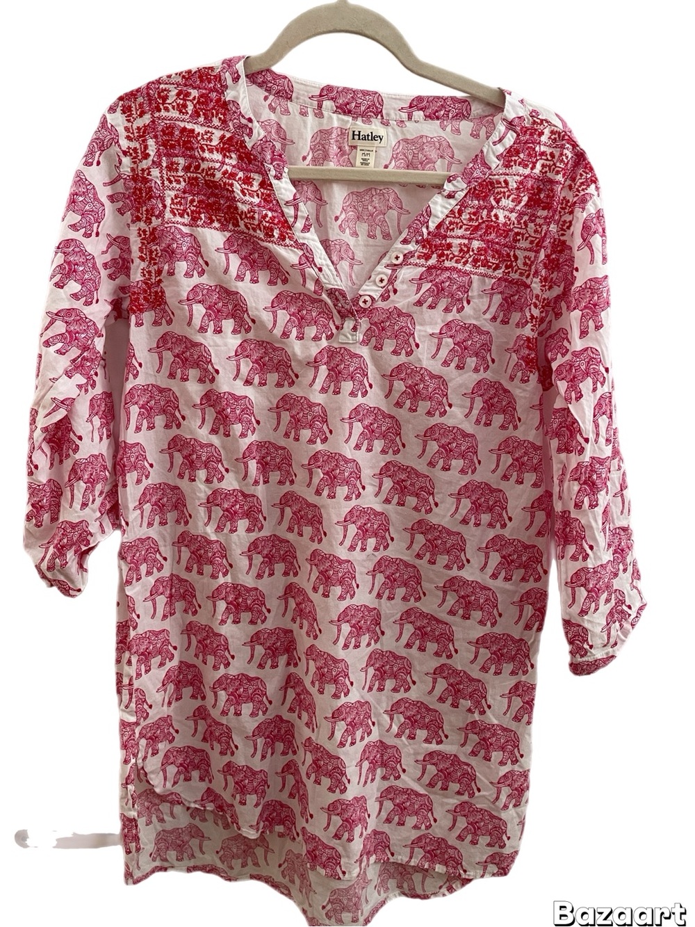 Hatley Pink Elephant Print Tunic swim coverup medium cotton